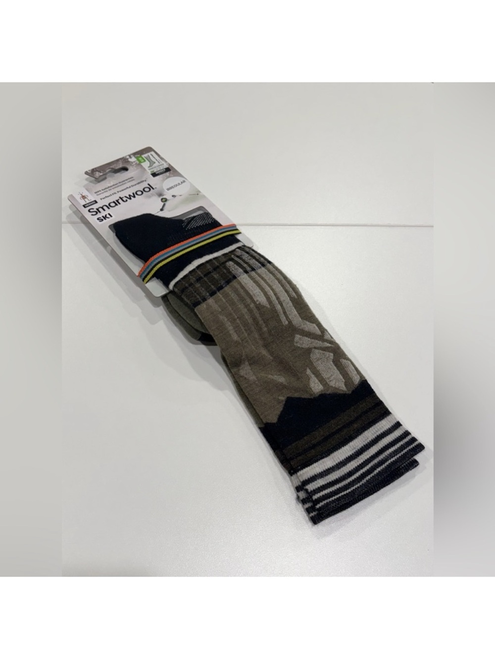 SmartWool Men's Medium Ski Targeted Cushion Summit Shot Socks NWT Green Tan